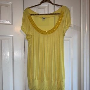 American Dream Bejeweled Pale Yellow Plus Size Top
